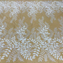 Beaded Sequined Lace Fabric on Polyester Net Mesh