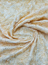 Rosette 3D Satin Polyester Fabric - 3D Rosette Design, 54" Width (1 Yard)