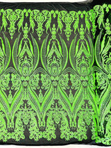 Big Sequin Damask Polyester Fabric - Damask Sequin Mesh, 54" Width (1 Yard)