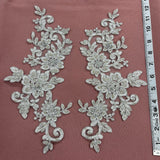 Beaded Corded Floral Lace Applique