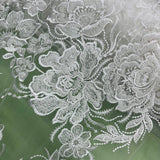 Beaded Lace Fabric Embroidered on Polyester Net Mesh 52"