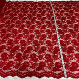 Corded Bridal Lace Fabric Embroidered On 100 Percent Polyester Net Mesh - White, Red, Black, 49" Width (1 Yard)