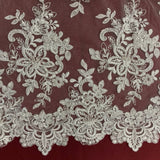 Beaded Corded Bridal Lace Fabric 54"