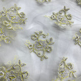 Beaded Lace Fabric on Polyester Net Mesh 52"