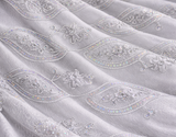 Coco Mango Polyester Fabric - Sheer Embroidery, Double Scallop Lace, Gold And Silver, 52" Width (1 Yard)
