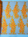 Rosa 3D Floral Design With Rhinestones Polyester Fabric - 3D Floral Embroidered Mesh Lace, 54" Width (1 Yard)