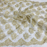 Corded Bridal Lace Fabric 50" Embroidered Polyester Net Mesh