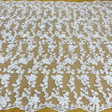 Beaded 3D Floral Lace Fabric Off White