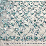 Beaded 3D Floral Lace Fabric