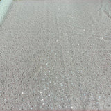 Beaded Sequined Lace Fabric Off White Silver