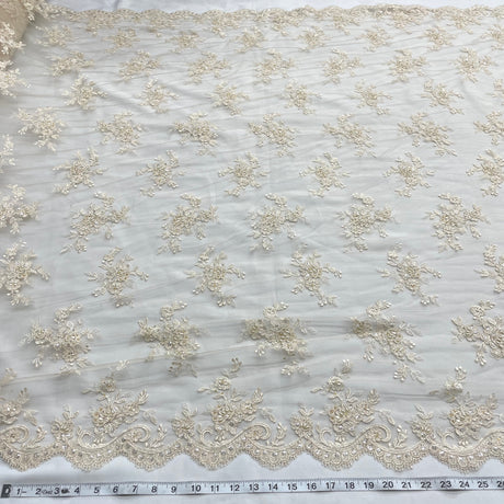 Beaded Corded Bridal Lace Mesh