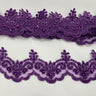 Beaded & Corded Lace Trimming Embroidered On 100% Polyester Organza Fabric - Aqua, 3" Width (1 Yard)