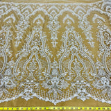 Beaded Lace Fabric on Polyester Net Mesh