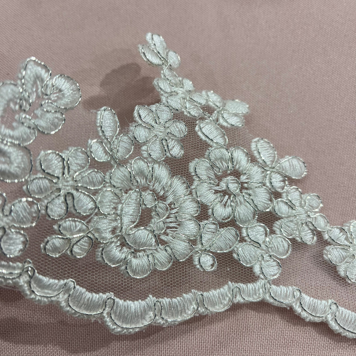 Embroidered Corded Lace Trim 4"