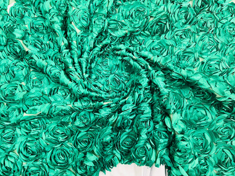 3D Roses On A Mesh Fabric - 54" Width, Color Options (1 Yard)