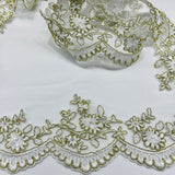 Corded Lace Trimming 3.75" Embroidered Mesh