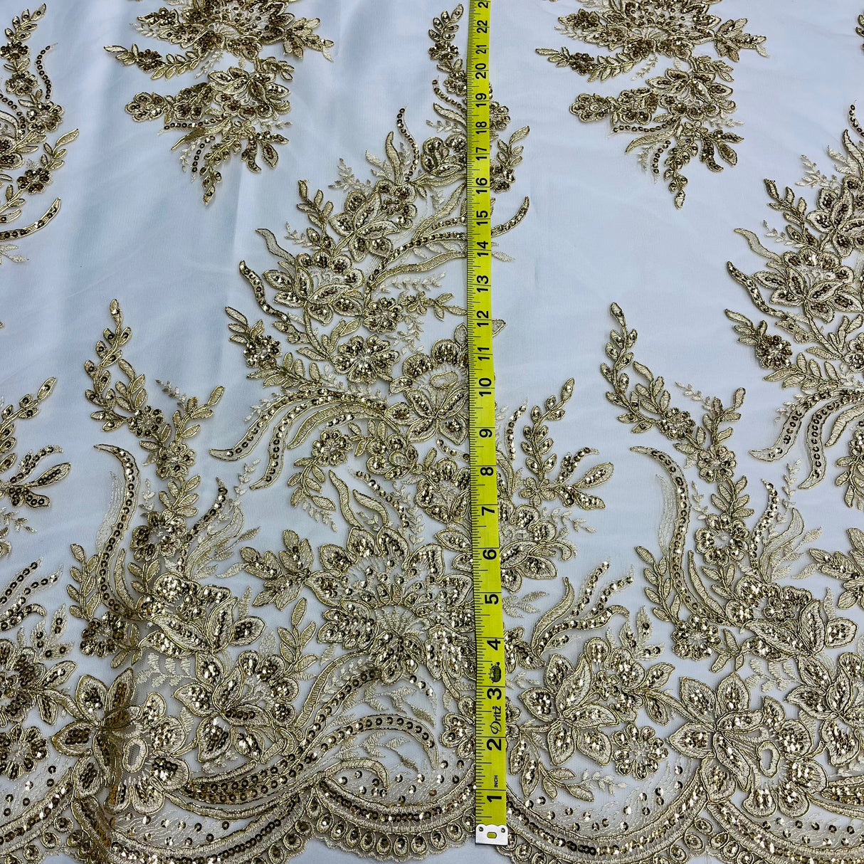 Beaded Corded Bridal Lace Fabric