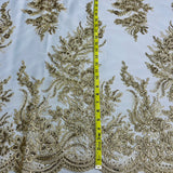Beaded Corded Bridal Lace Fabric