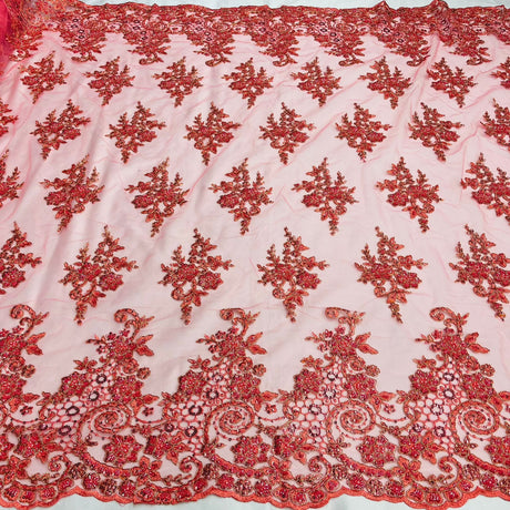 Beaded Corded Bridal Lace Mesh