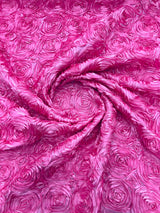Rosette 3D Satin Polyester Fabric - 3D Rosette Design, 54" Width (1 Yard)