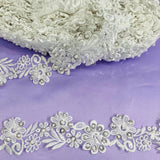 Beaded Lace Trimming on Polyester Organza 2"