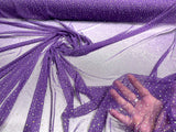Sheer All Over AB Rhinestones Stretch Power Mesh Fabric - Colorful Rhinestone Embellishment, 58IN WIDTH (1 Yard)