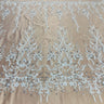 Beaded Lace Embroidered On 100 Percent Polyester Net Mesh Fabric - Gold, Silver, Ivory, White, Beaded Lace, 52" Width (1 Yard)