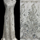Beaded Lace Fabric on Polyester Net Mesh 51"