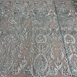 Bridal Lace Fabric Corded Embroidered 48"