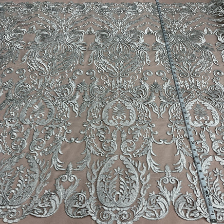 Bridal Lace Fabric Corded Embroidered 48"