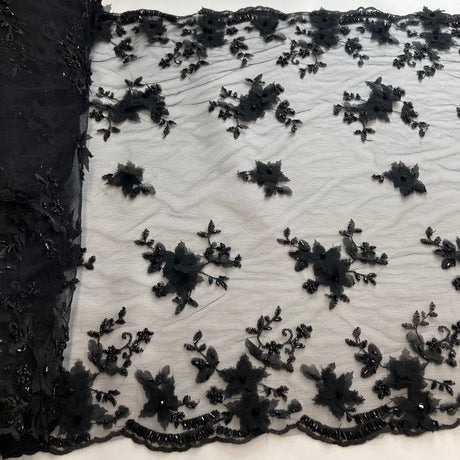 Beaded Floral Lace Trimming 21" Wide