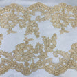 Floral Lace Trimming Corded Embroidered 17.5" Wide