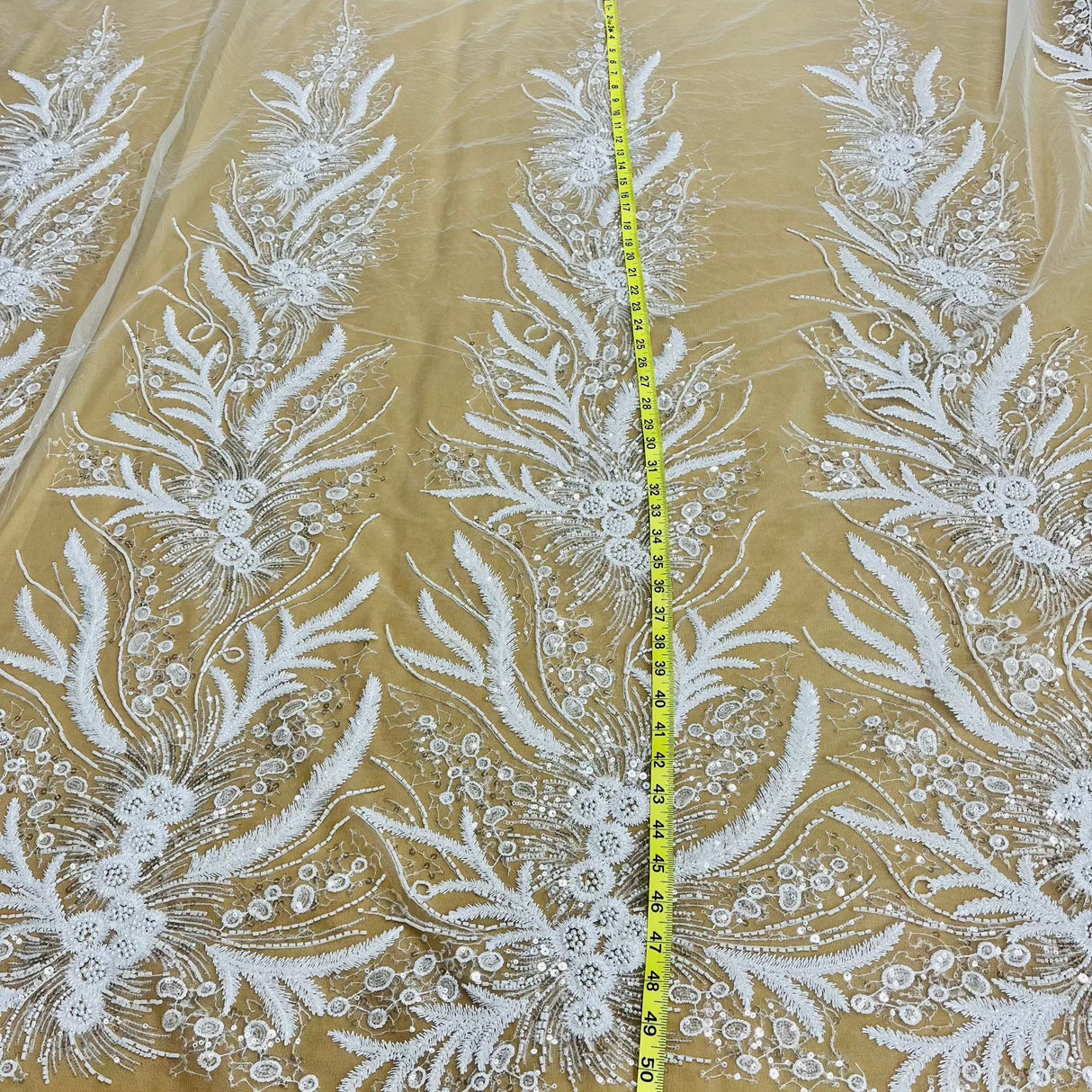 Beaded Embroidered Lace Fabric