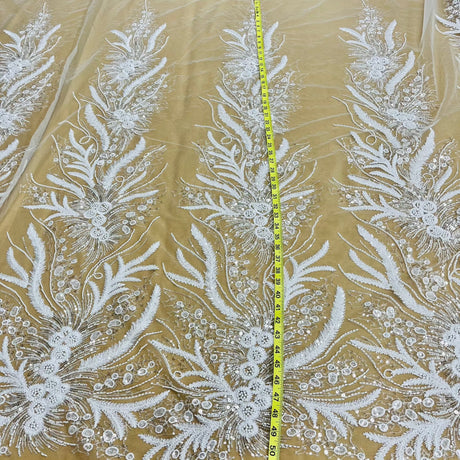 Beaded Embroidered Lace Fabric