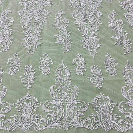 Beaded Lace Fabric Embroidered on Polyester Net Mesh