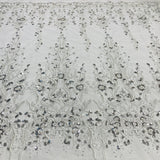 Beaded Lace Fabric on Polyester Net Mesh