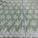 Embroidered Corded Bridal Lace White