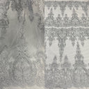 Corded Bridal Lace Fabric - Embroidered On 100% Polyester Net Mesh, 52" Width, White, Ivory, Gold, Silver, Rose Gold (1 Yard)
