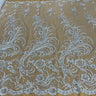 1 Yard Beaded Corded Bridal Lace Fabric Embroidered 100 Percent Polyester Net Mesh 52 inch Width