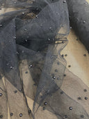 Glitter Mesh Fabric with Scattered Pearls