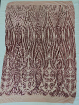 Paisley Sequin Design 4 Way Stretch Mesh Fabric - Nude Paisley Embroidered Iridescent Sequins, 48-50" Width, 36" Length (1 Yard)