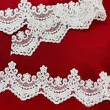 Beaded Corded Lace Trimming White
