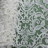 Beaded Corded Bridal Lace Fabric
