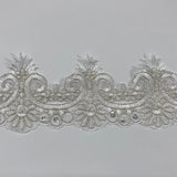 Beaded Corded Lace Trim 4" Polyester Net Mesh