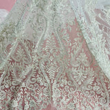 Beaded Lace Fabric Embroidered on Polyester Net Mesh