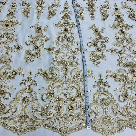 Embroidered Lace Beaded Bridal Mesh
