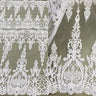 1 Yard Exquisite Corded Bridal Lace Fabric Embroidered on 100% Polyester Net Mesh White