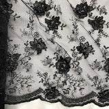 Beaded Embroidered Lace Fabric Black