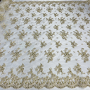 Beaded Corded Floral Lace Fabric 52" Scalloped Edges