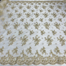 Beaded Corded Floral Lace Fabric 52" Scalloped Edges